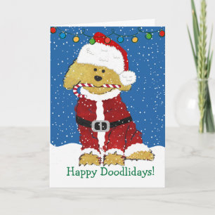 Tarjeta Festiva Navidades personalizados Goldendoodle Santa Claus