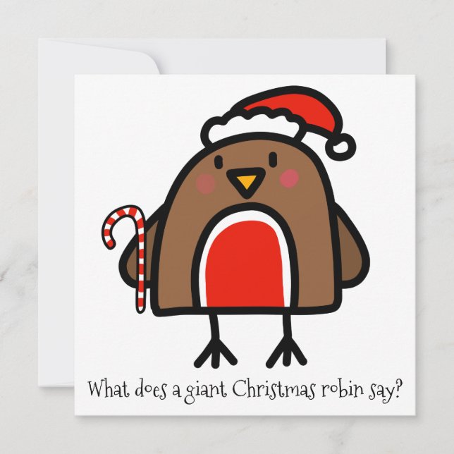 Tarjeta Festiva Navidades Personalizados graciosos Robin (Anverso)