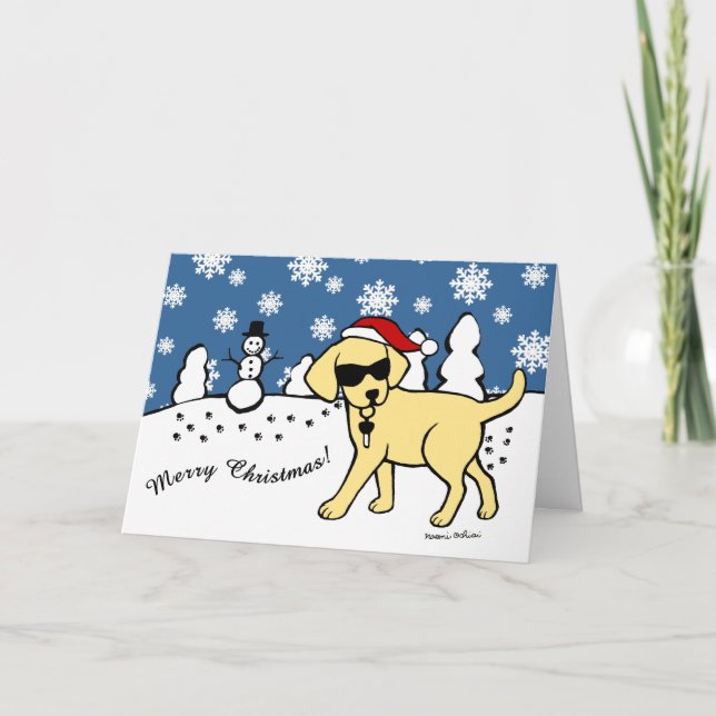 Tarjeta Festiva Navidades Personalizados Guay Yellow Labrador (Anverso)