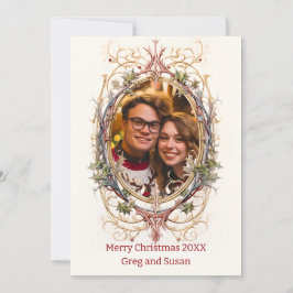 Tarjeta Festiva Navidades personalizados Óvalo decorativo