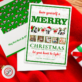 Tarjeta Festiva Navidades personalizados Pandas Holiday