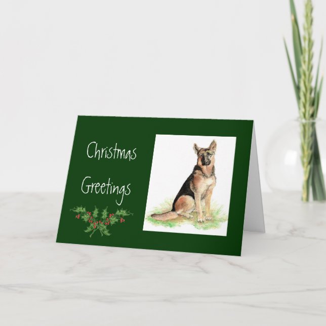 Tarjeta Festiva Navidades personalizados Pastor Alemán, Perro, Mas (Anverso)
