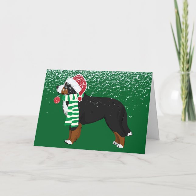 Tarjeta Festiva Navidades personalizados Perro de montaña Bernese (Anverso)