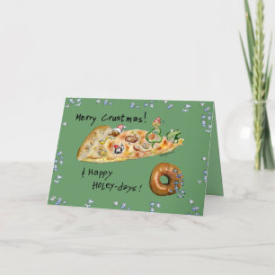Tarjeta Festiva Navidades personalizados Pizza y Donut