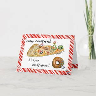 Tarjeta Festiva Navidades personalizados Pizza y Donut
