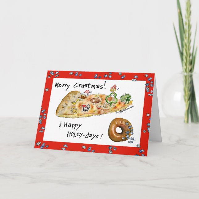Tarjeta Festiva Navidades personalizados Pizza y Donut (Anverso)