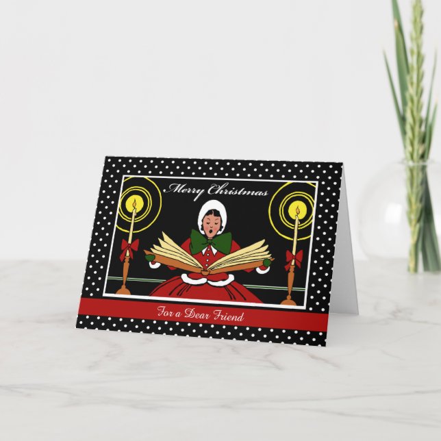 Tarjeta Festiva Navidades personalizados por un amigo, Chica festi (Anverso)
