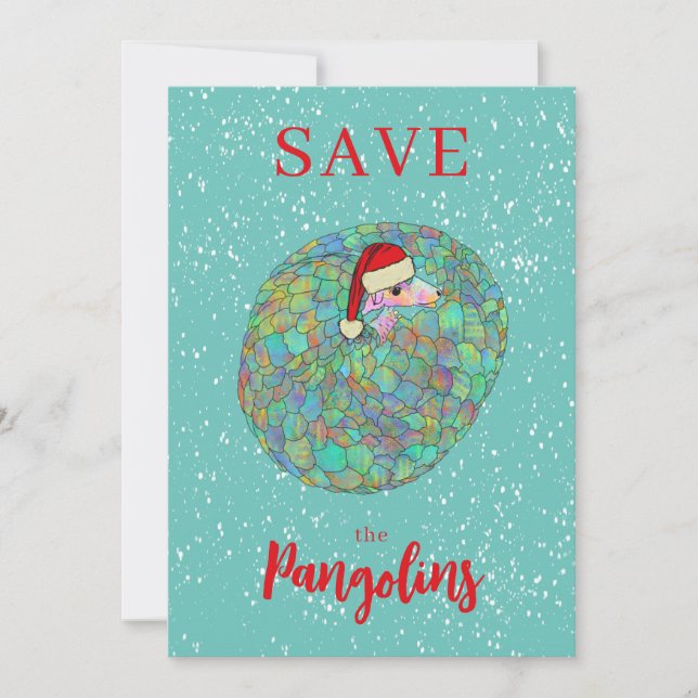 Tarjeta Festiva Navidades personalizados salvan el Pangolin (Anverso)