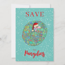 Tarjeta Festiva Navidades personalizados salvan el Pangolin
