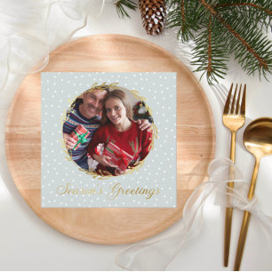 Tarjeta Festiva Navidades personalizados tres fotos saludo de temp