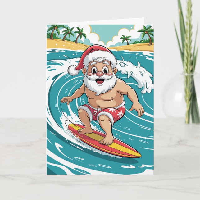 Tarjeta Festiva Navidades personalizados Tropical Palm Tree Beach  (Anverso)