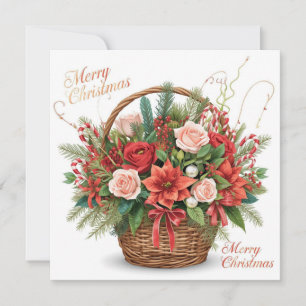 Tarjeta Festiva Navidades pesqueros con canasta de regalo