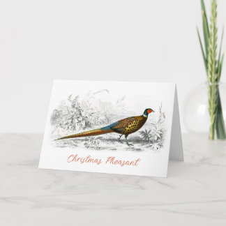 Tarjeta Festiva Navidades Pheasant - arte vintage plegado