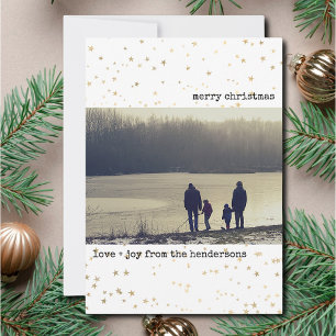 Tarjeta Festiva Navidades Photo Gold Stars