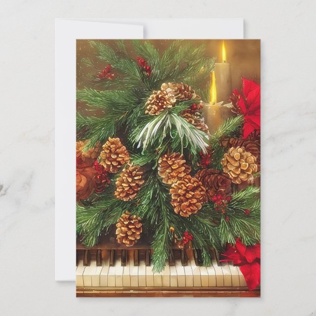 Tarjeta Festiva Navidades piano budget mini (Anverso)