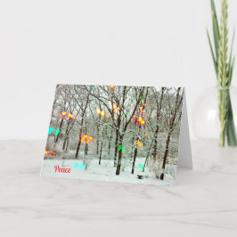 Tarjeta Festiva Navidades piden paz con luces Navidades