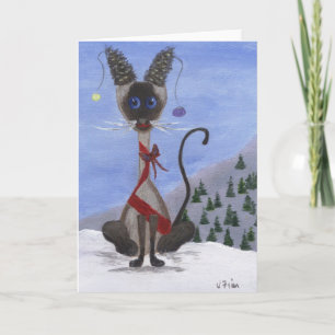 Tarjeta Festiva Navidades Pine Cone Siamese