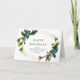 Tarjeta Festiva Navidades Pine Cones Saludo Rústico