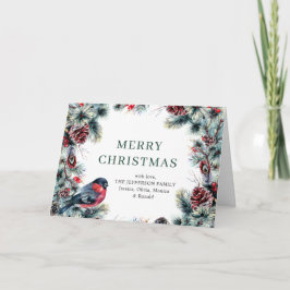 Tarjeta Festiva Navidades Pine Cones Saludo Rústico