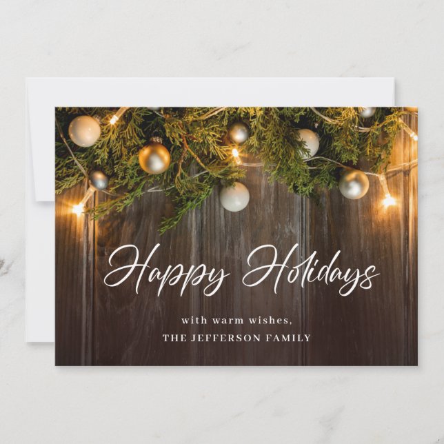 Tarjeta Festiva Navidades Pine Cones Saludo Rústico (Anverso)