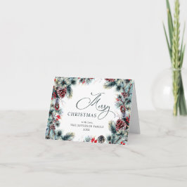 Tarjeta Festiva Navidades Pine Cones Saludo Rústico