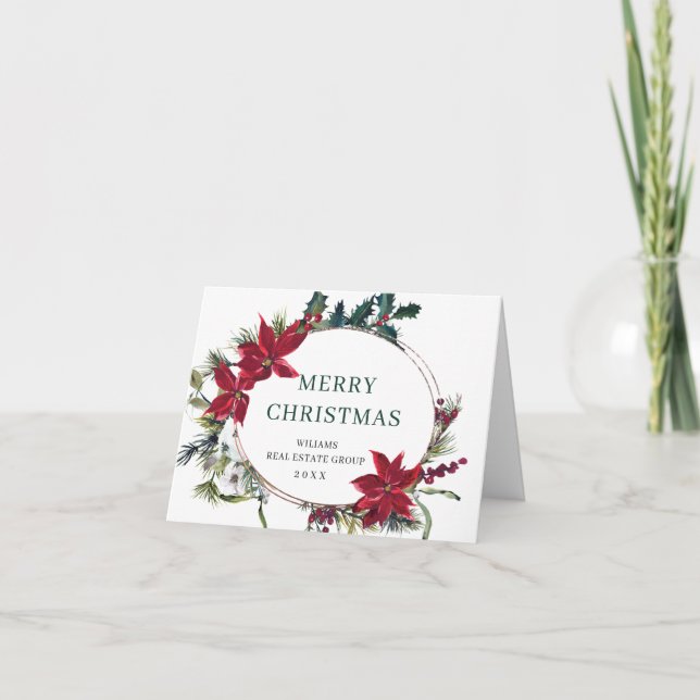 Tarjeta Festiva Navidades Pine Cones Saludo Rústico Corporativo (Anverso)