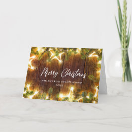 Tarjeta Festiva Navidades Pine Cones Saludo Rústico Corporativo