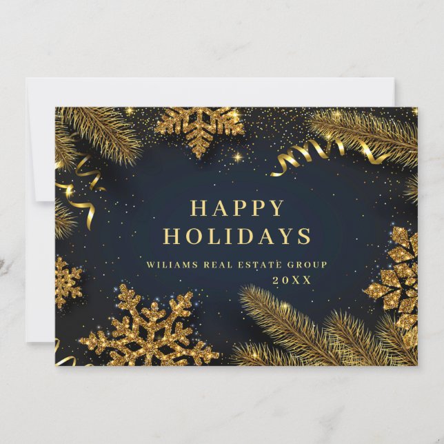 Tarjeta Festiva Navidades Pine Cones Saludo Rústico Corporativo (Anverso)