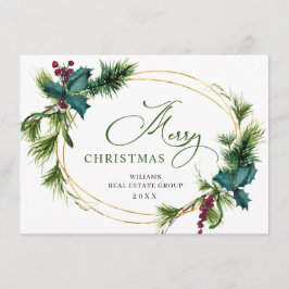 Tarjeta Festiva Navidades Pine Cones Saludo Rústico Corporativo