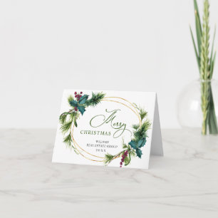 Tarjeta Festiva Navidades Pine Cones Saludo Rústico Corporativo