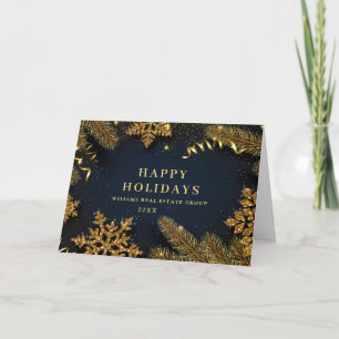 Tarjeta Festiva Navidades Pine Cones Saludo Rústico Corporativo