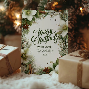 Tarjeta Festiva Navidades Pine Greenery Elegancia