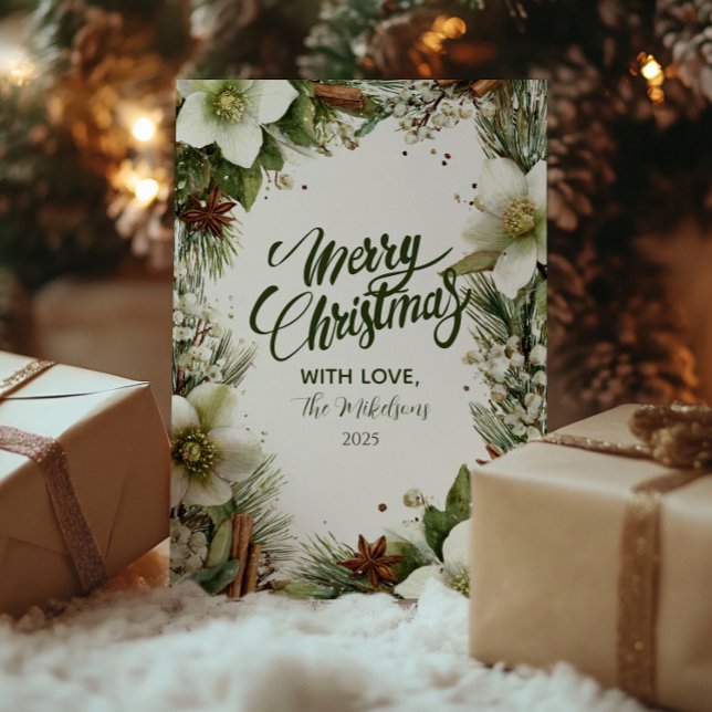 Tarjeta Festiva Navidades Pine Greenery Elegancia (Subido por el creador)