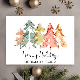 Tarjeta Festiva Navidades Pine Tree Watercolor Photo