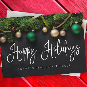 Tarjeta Festiva Navidades Pine Tree y Balls Elegantes empresas