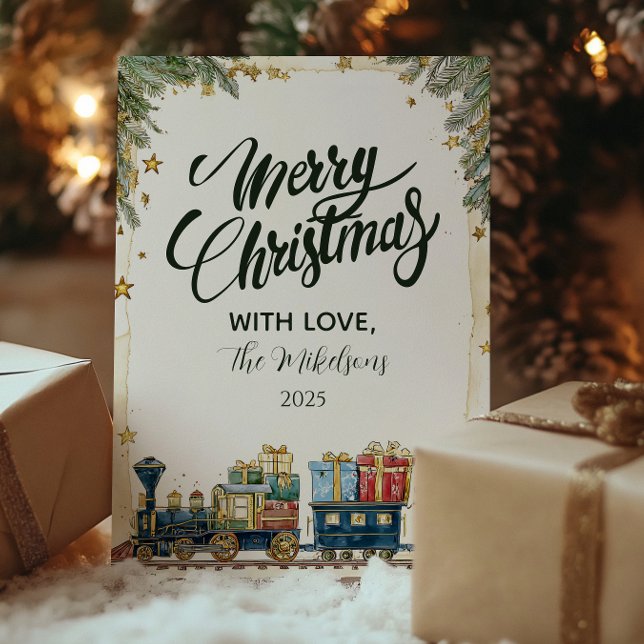 Tarjeta Festiva Navidades Pine y Presenta el Tren (Subido por el creador)