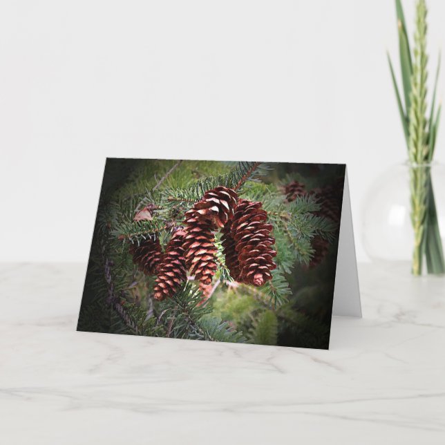 Tarjeta Festiva Navidades Pinecone Arranc Happy Holidays Card (Anverso)