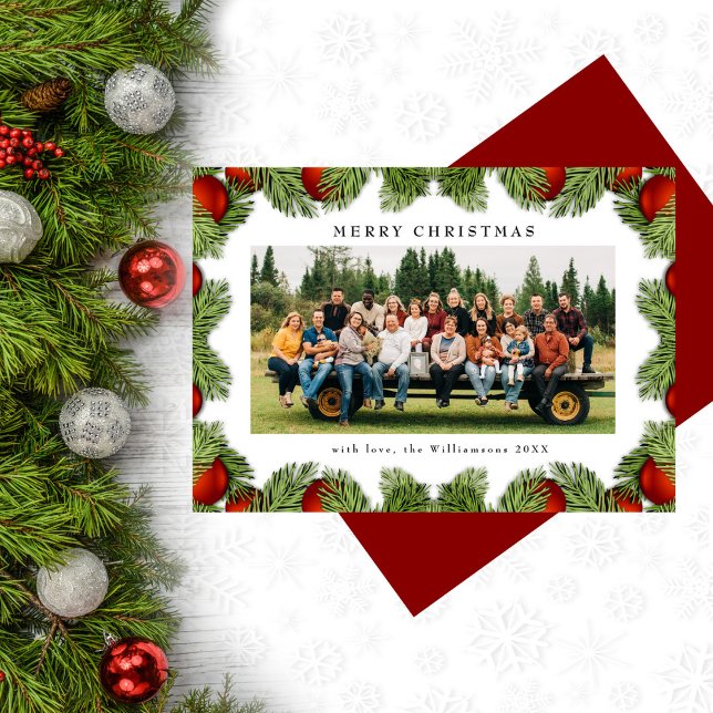 Tarjeta Festiva Navidades Pines Green Photo Traditional (Subido por el creador)