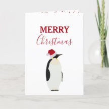 Navidades pingüino gracioso animal con Santa Hat