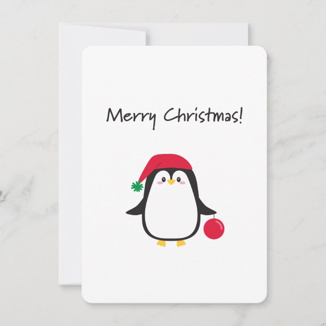 Tarjeta Festiva Navidades pingüino lindo - (Anverso)