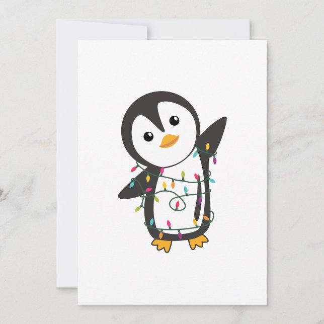 Tarjeta Festiva Navidades pingüinos nevan animales de invierno pin (Anverso)