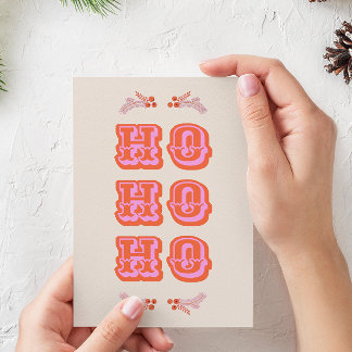 Tarjeta Festiva Navidades planos Fun Colorous Pink + Red HO HO