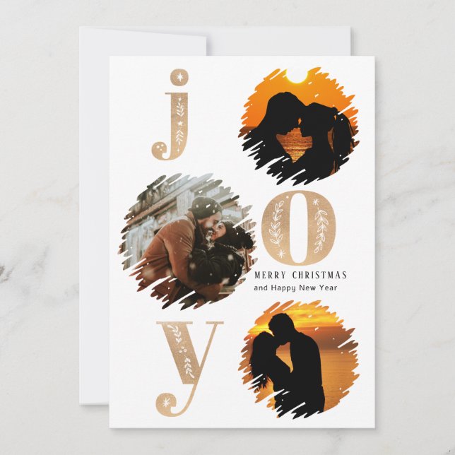 Tarjeta Festiva navidades planos Gold Elegant Modern Gold 3 foto (Anverso)