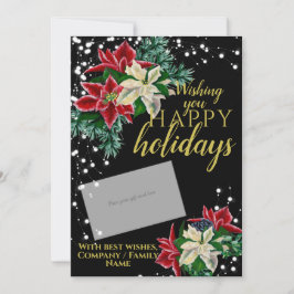 Tarjeta Festiva Navidades Poinsettia Black Gift Card Holder