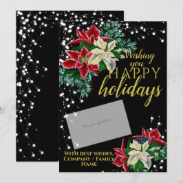 Tarjeta Festiva Navidades Poinsettia Black Gift Card Holder