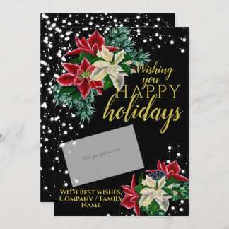 Tarjeta Festiva Navidades Poinsettia Black Gift Card Holder