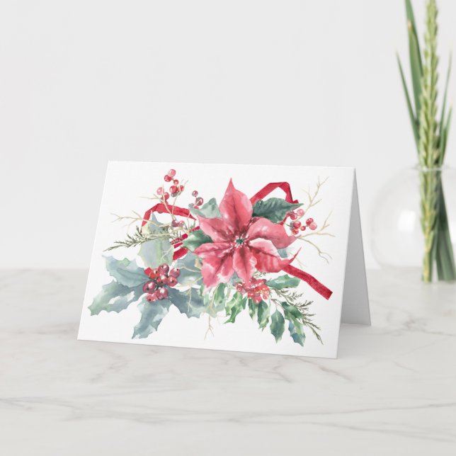 Tarjeta Festiva Navidades Poinsettia Bouquet (Anverso)