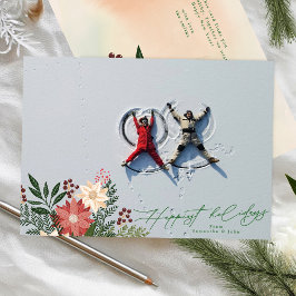 Tarjeta Festiva Navidades Poinsettia Festividad Foto más feliz