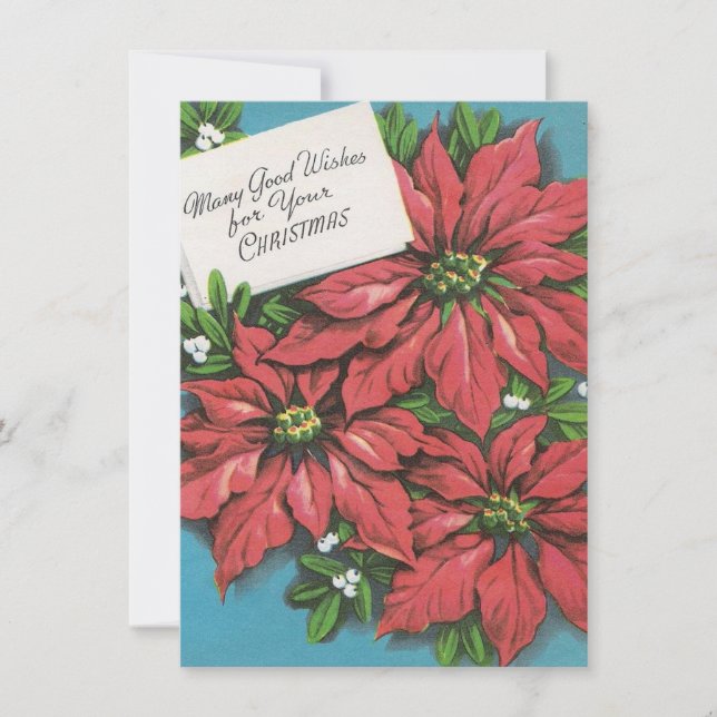 Tarjeta Festiva Navidades Poinsettia Good Wings Flower (Anverso)