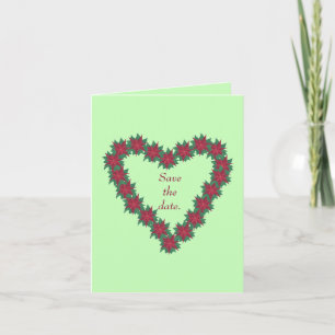 Tarjeta Festiva Navidades Poinsettia Heart Save the date Cards